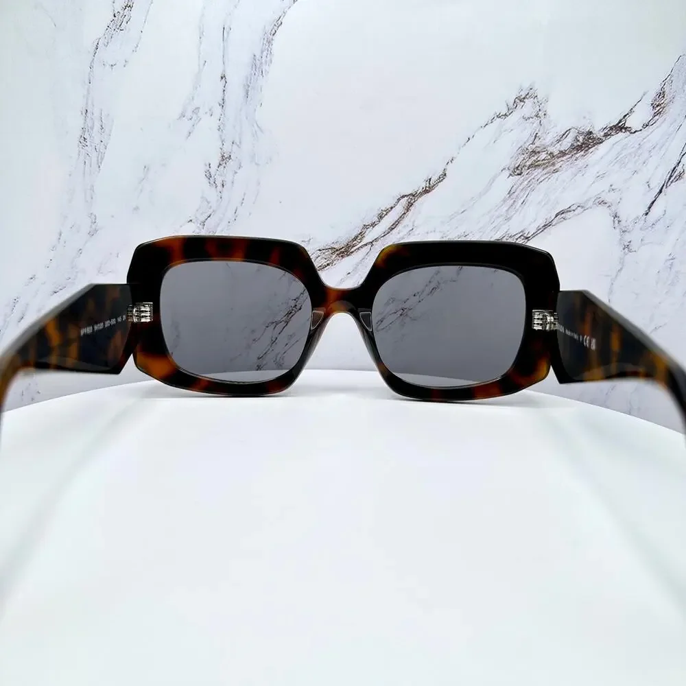 New PRADA Sunglasses Brown Juniper Tortoise Gray Lens Square - Picture 14 of 16